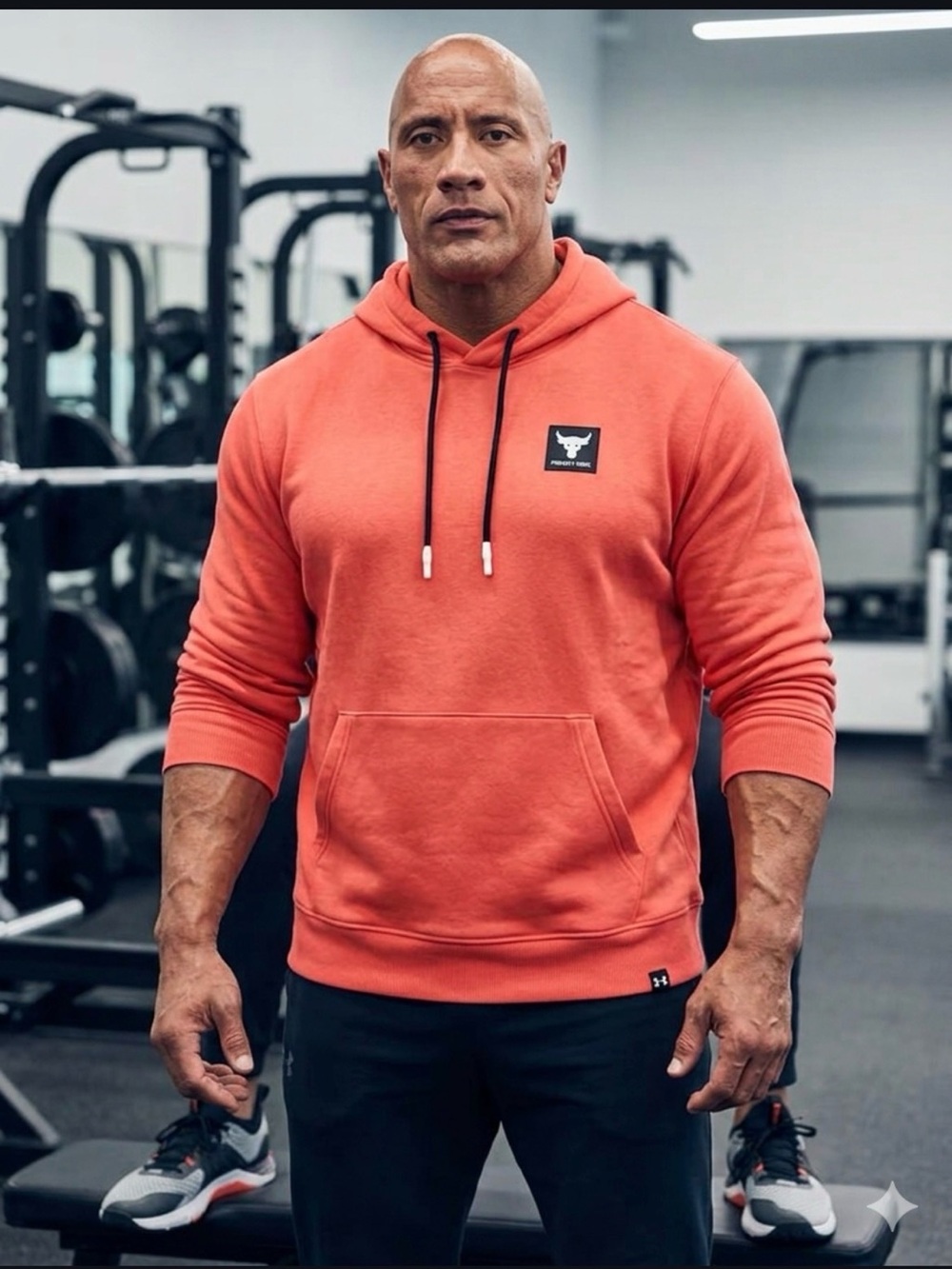 Under Armour Project Rock Men’s Coral/Salmon Hooded Sweatshirt